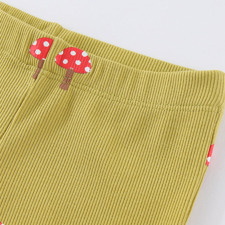 Girl's flared leggings with charming mushroom motif Mune Fashion