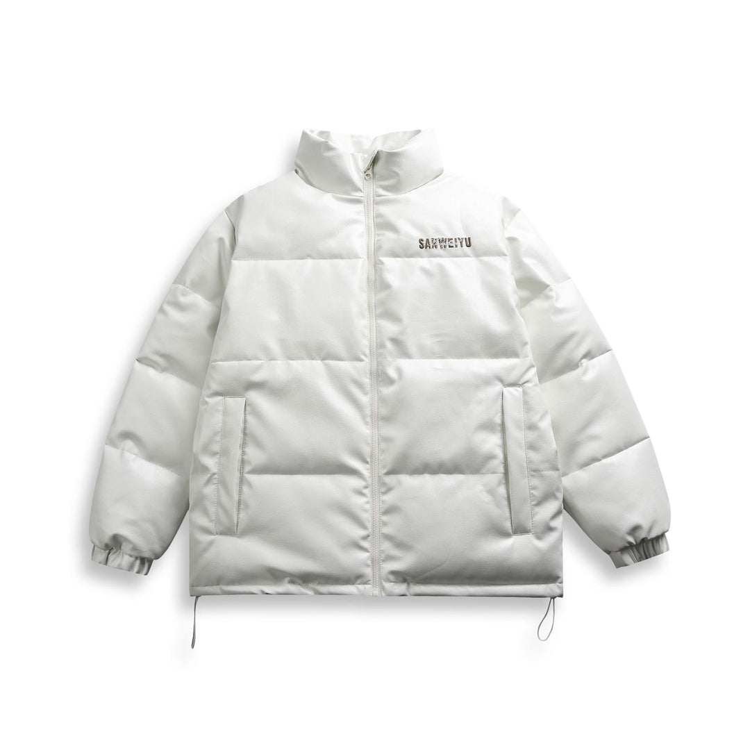 Unisex short-cut matte thermal puffer jacket with minimal seam construction and drawstring hem Mune Fashion