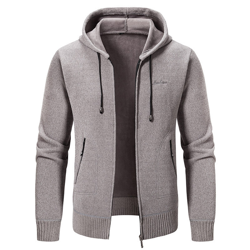 Men's knitted look zip jacket with teddy lining, hood, and concealed zip pockets Mune Fashion