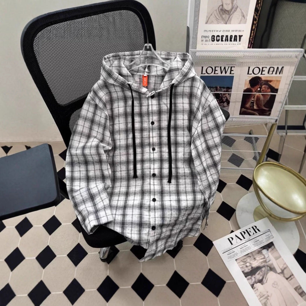 Women's URBAN CHECK HOODIE WITH BUTTON DETAILS Mune Fashion
