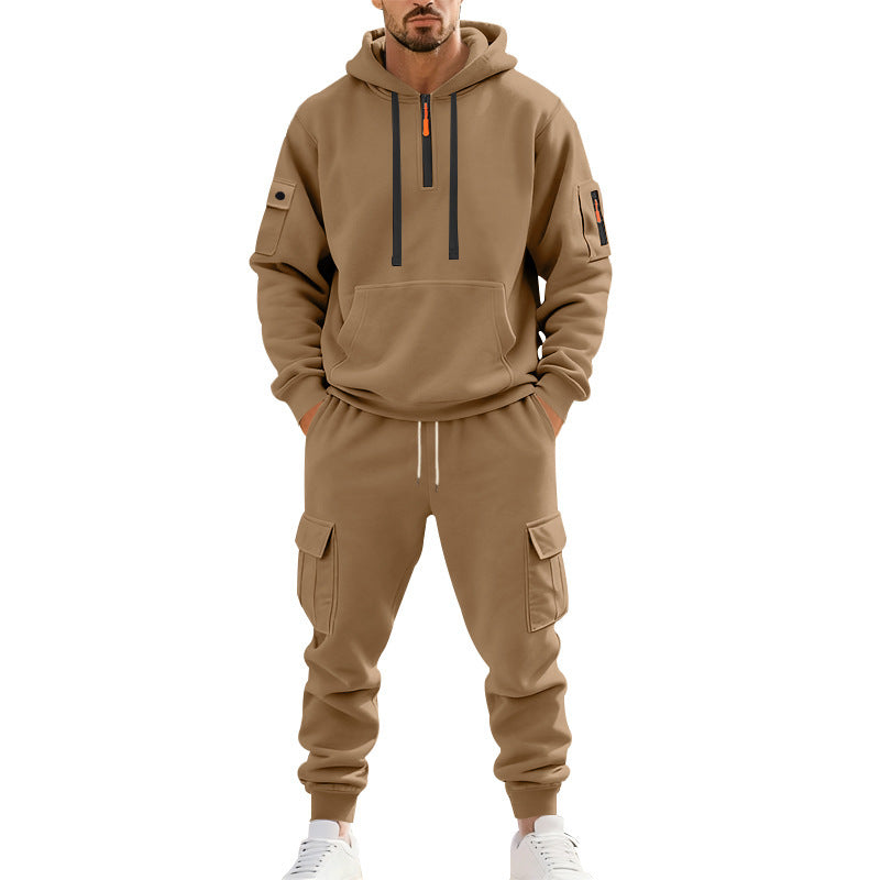 Men's nan technical cargo tracksuit with half zip, hood and multiple pockets Mune Fashion