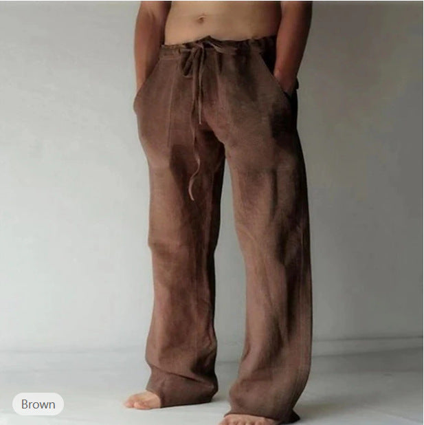Men's linen pants with a loose fit, drawstring, and side pockets Mune Fashion