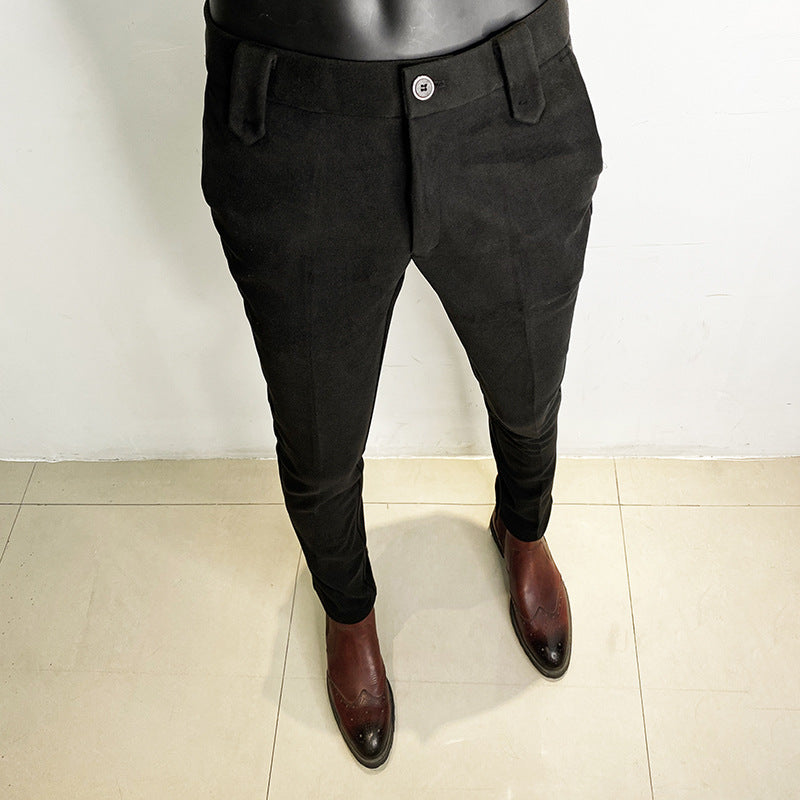 Men's tailored suit trousers made of stretch wool blend with crease Mune Fashion