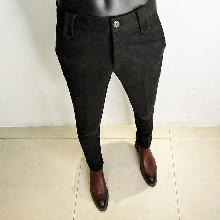 Men's tailored suit trousers made of stretch wool blend with crease Mune Fashion