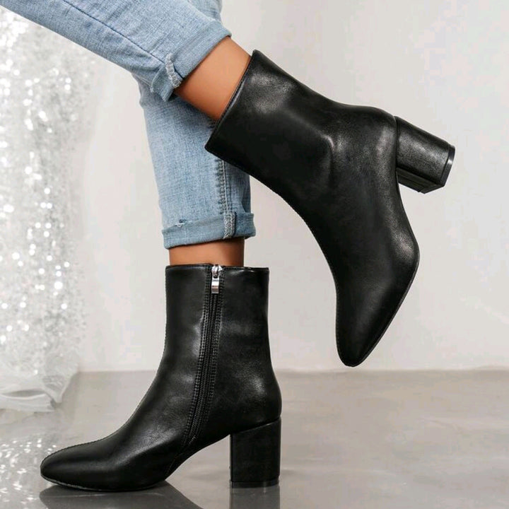 Ladies Elegant and Stylish Ankle Boots with Block Heel Mune Fashion