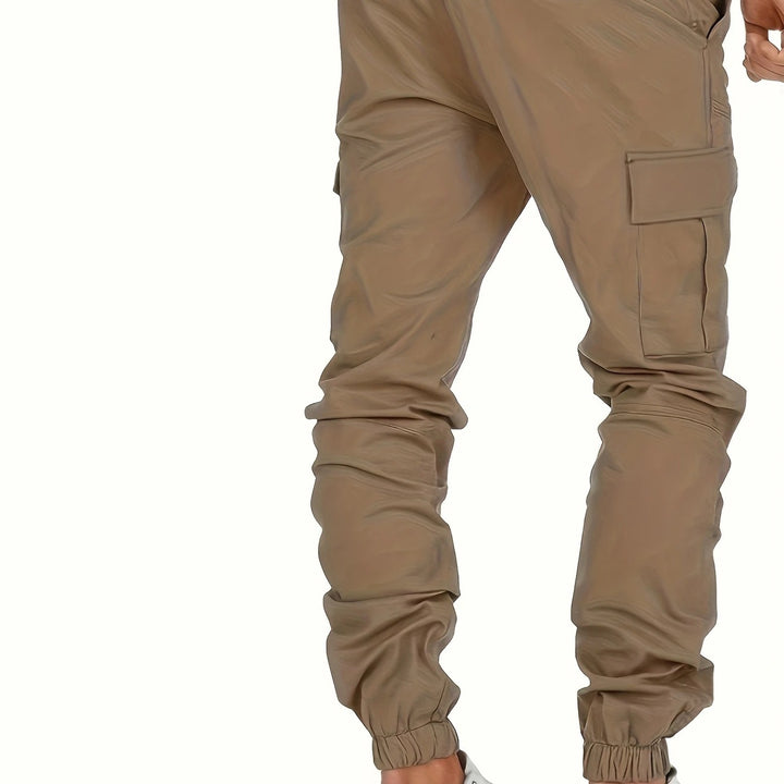 Men's cargo joggers with drawstring, elastic cuffs, and large flap pockets Mune Fashion