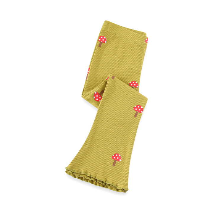 Girl's flared leggings with charming mushroom motif Mune Fashion