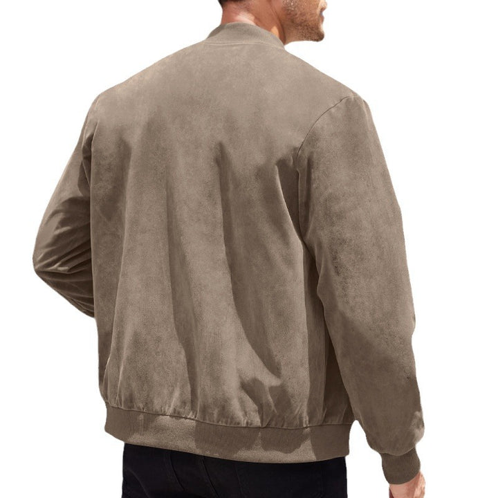 Men's sporty bomber jacket made of microfiber with zipper and ribbed hem Mune Fashion