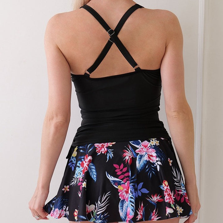 Ladies Sporty Swim Dress with Floral Top Mune Fashion