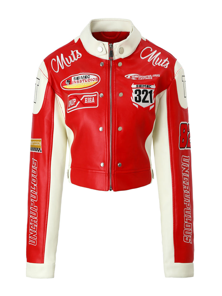Women Racer Biker Jacket in Retro Motorsport Look Mune Fashion
