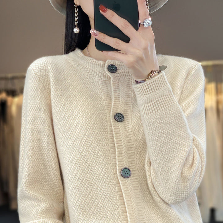 Women's Structured Fine Knit Cardigan with Cashmere-Like Feel, Full Button Placket, and Boxy Oversized Fit Mune Fashion