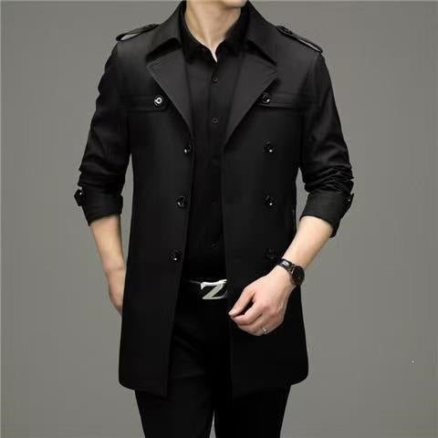 Men's double-breasted fitted trench coat with epaulettes Mune Fashion
