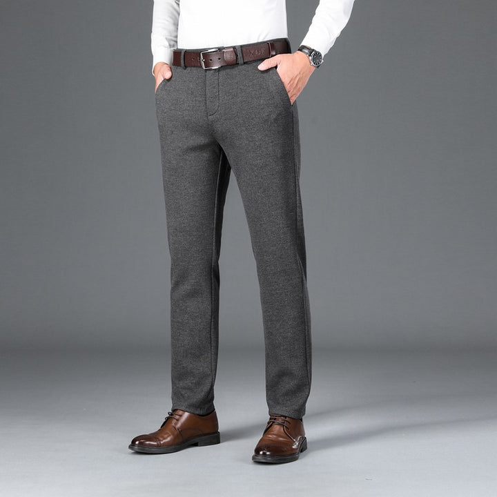 Men's Elegant Stretch Wool Look Trousers with Straight Cut and Elastic Waistband Mune Fashion