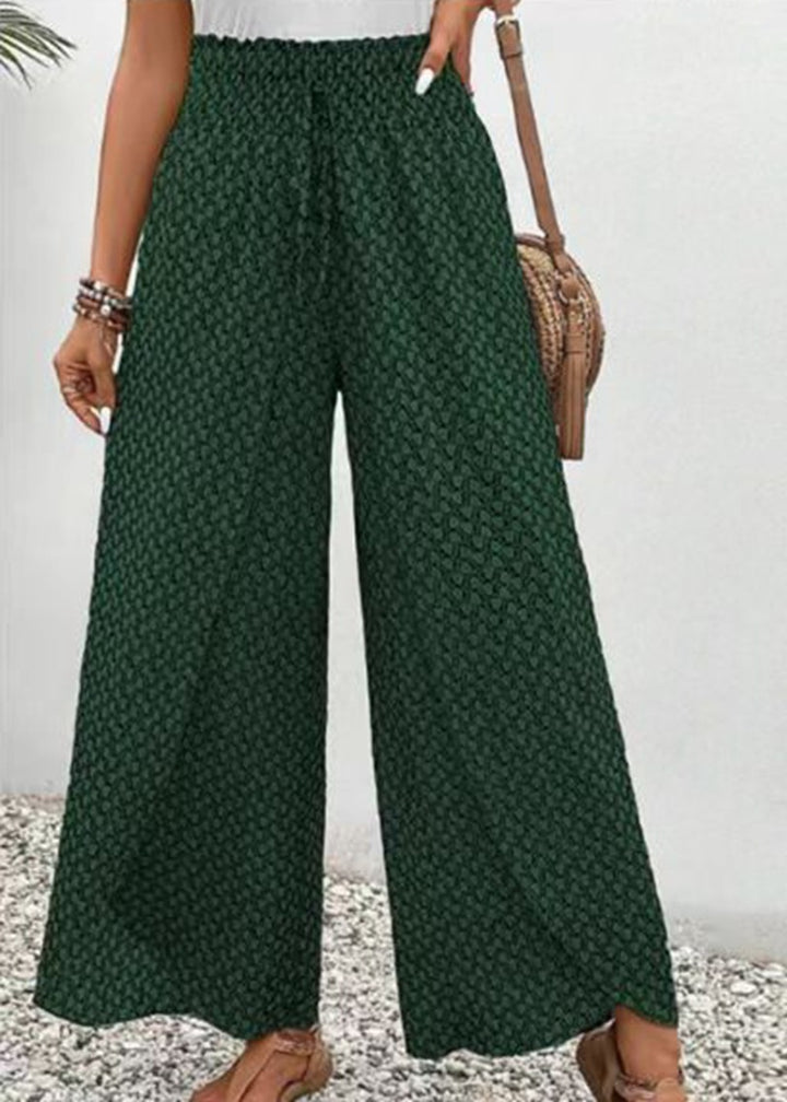 Women's loose summer pants with smocked elastic waistband and palazzo silhouette Mune Fashion