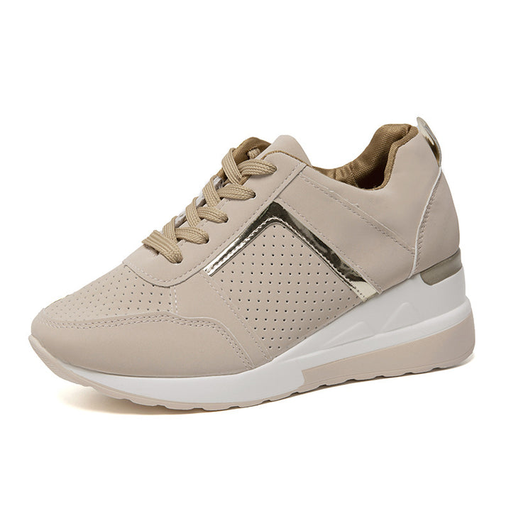 Ladies  wedge sneakers with perforated microfiber upper, padded heel cap and slip-resistant patterned sole Mune Fashion