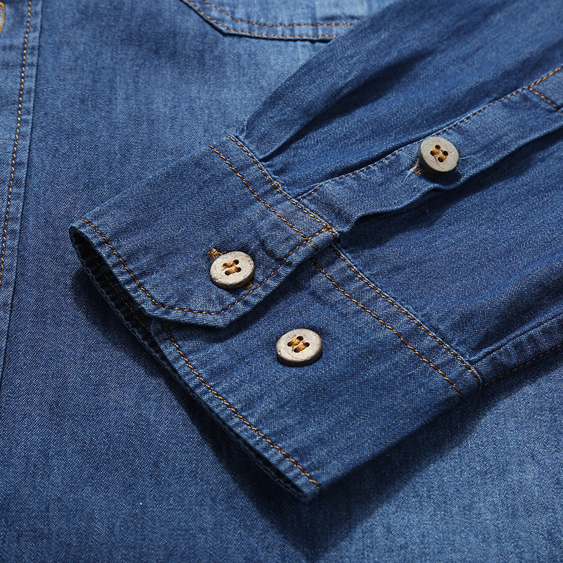Men's Fashion Denim Shirt with Utility Pockets Mune Fashion