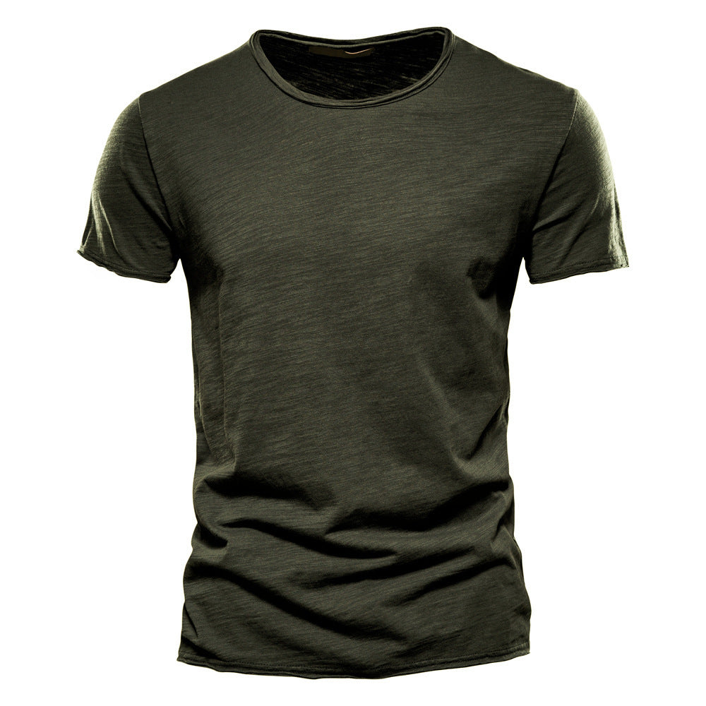 Men's light cotton jersey short-sleeve shirt with V-neck and slim fit Mune Fashion