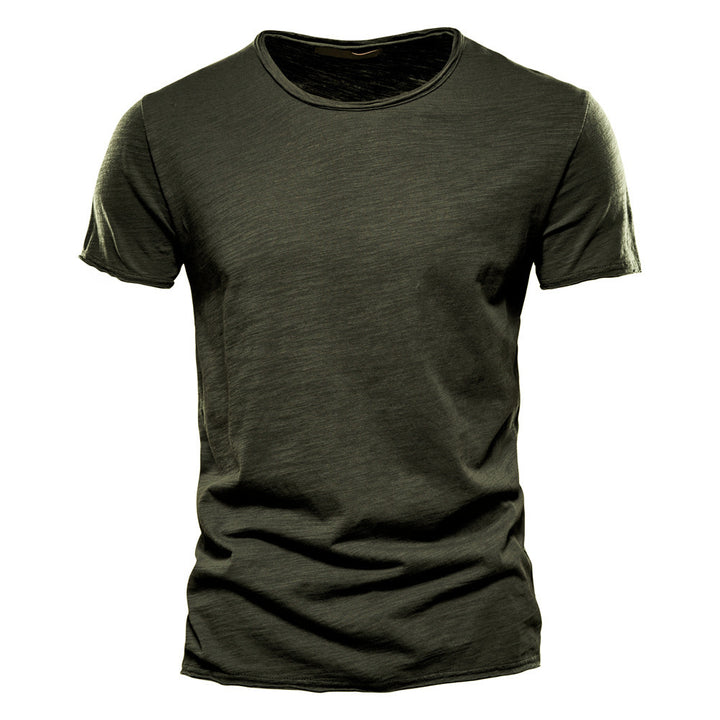 Men's light cotton jersey short-sleeve shirt with V-neck and slim fit Mune Fashion
