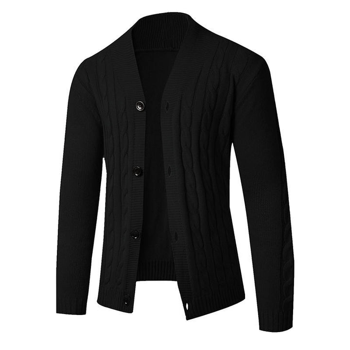 Men's knitted cardigan with shawl collar, cable pattern and button placket Mune Fashion