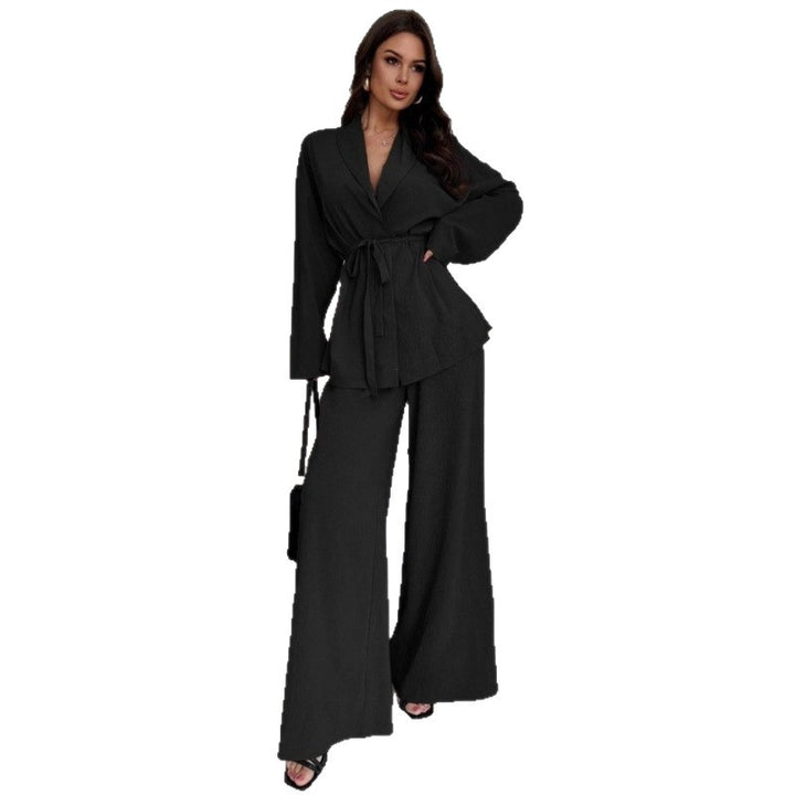 Women's Elegant Wrap Jumpsuit with Wide Palazzo Leg Mune Fashion