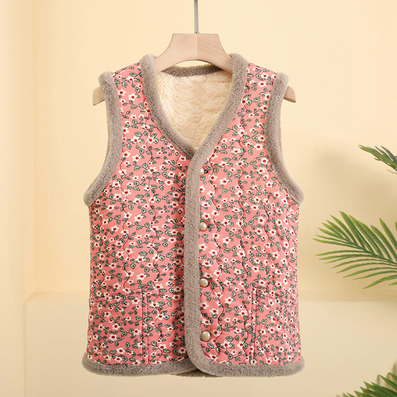 Ladies quilted thermal vest with teddy lining and button placket Mune Fashion
