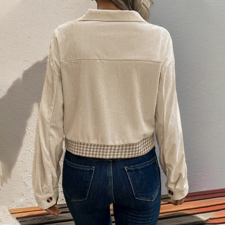 Ladies Fashionable Checked Cord Jacket Mune Fashion