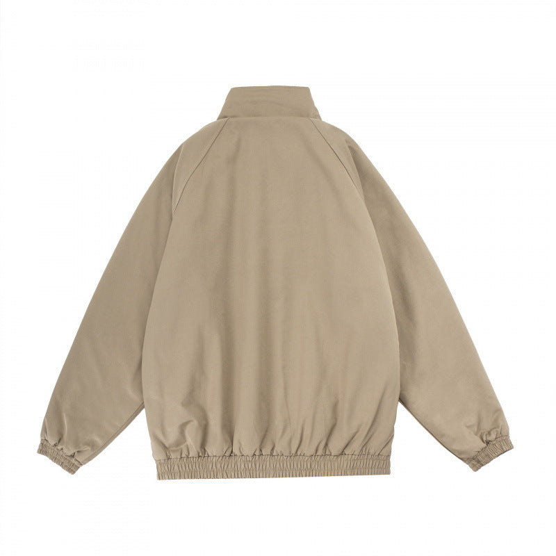 Men's Oversize Zip Jacket with Stand-up Collar, Teddy Fleece Lining and Elastic Hem Mune Fashion