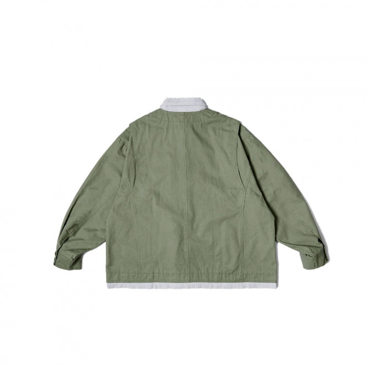 Unisex Oversize Shirt Jacket in Worker Style with Patch Flap Pockets and Contrasting Placket Mune Fashion