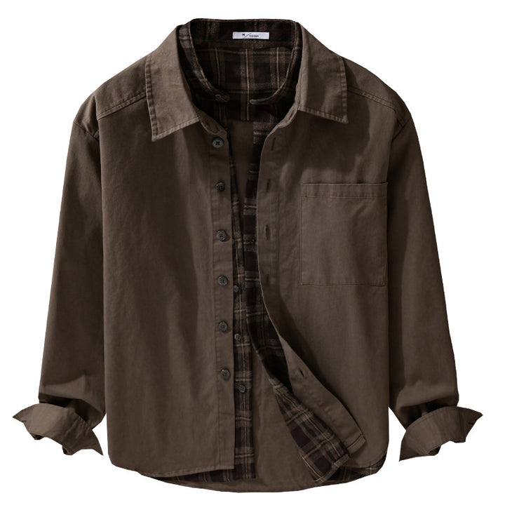 Men's Overshirt Jacket with Checked Thermal Lining Mune Fashion