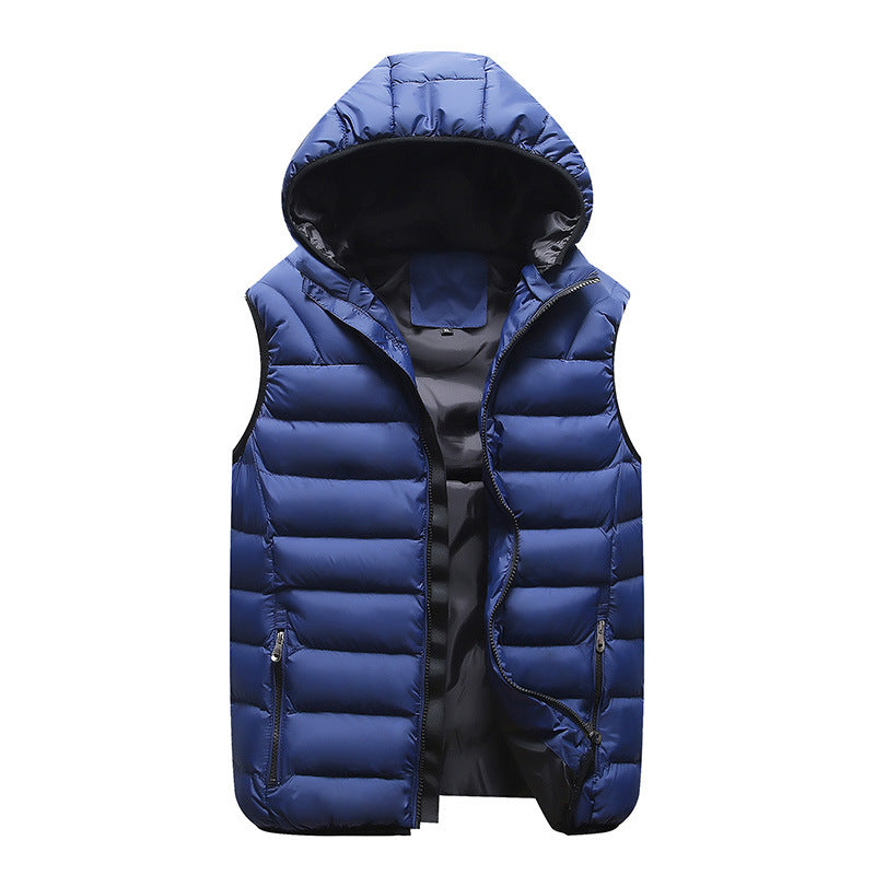 Men's Light Quilted Vest with Contoured Stitching, Integrated Hood, and Wind-Resistant Outer Layer Mune Fashion