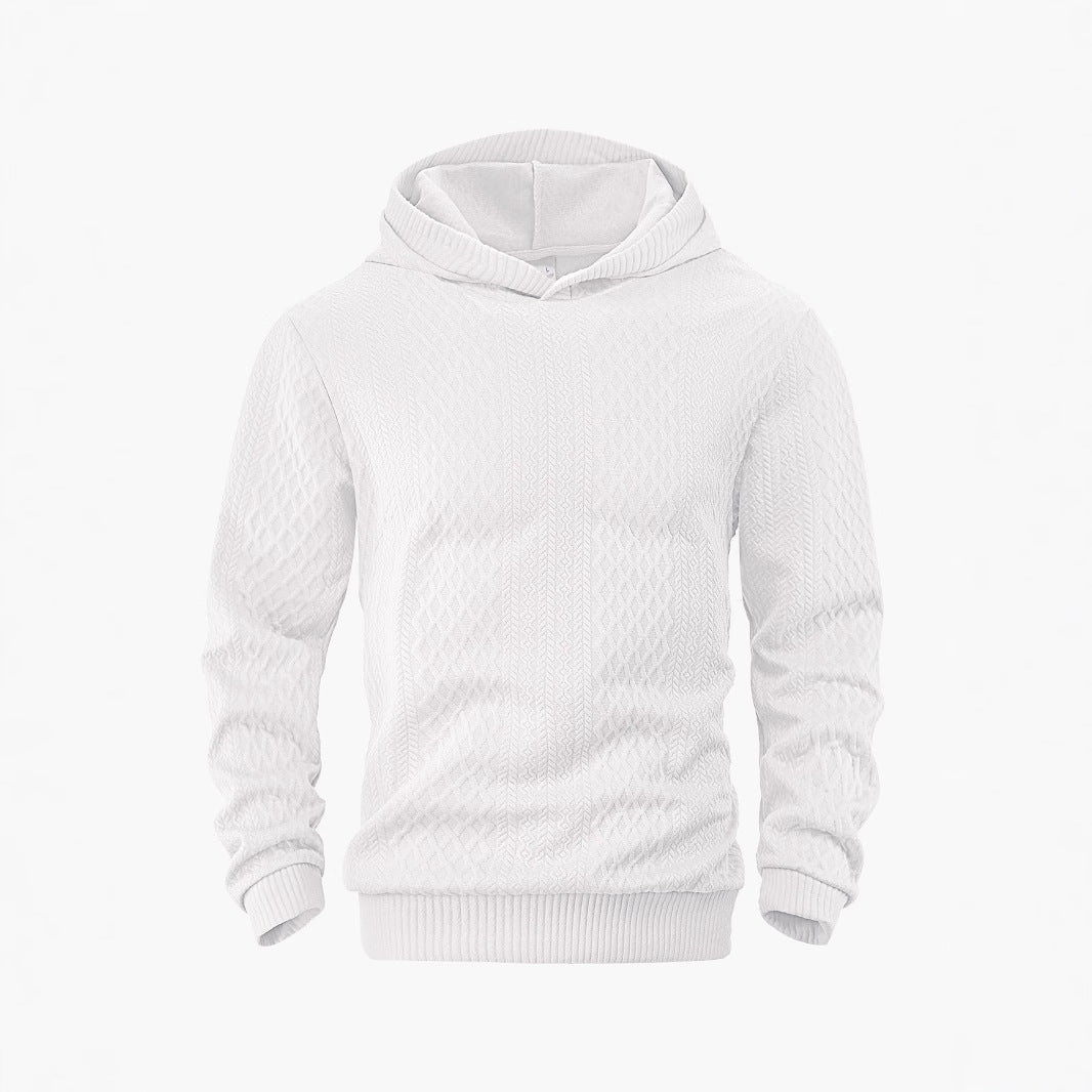 Men's structured funnel neck pullover with hood and honeycomb jacquard Mune Fashion
