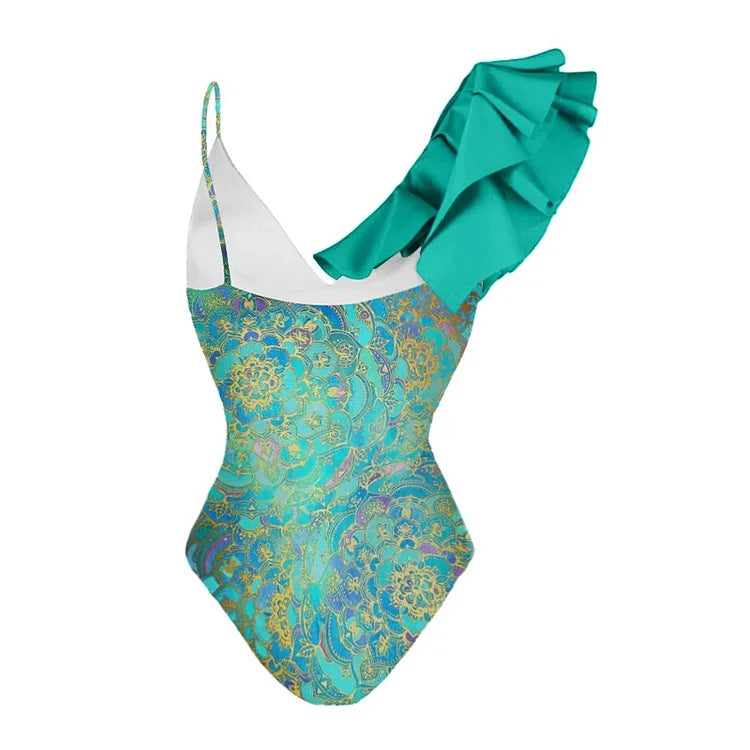 Women’s One-Piece Swimsuit with Trendy Ruffle Design Mune Fashion