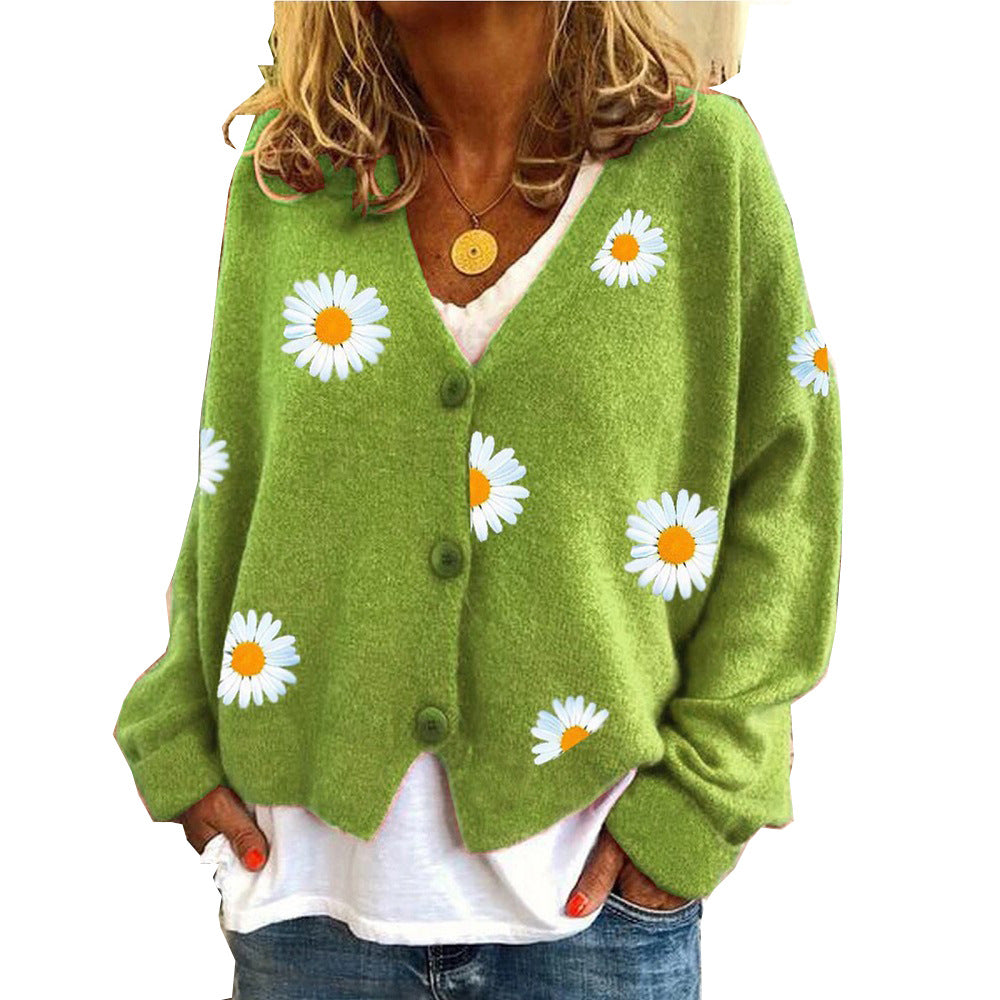 Women's knit cardigan with daisy embroidery Mune Fashion