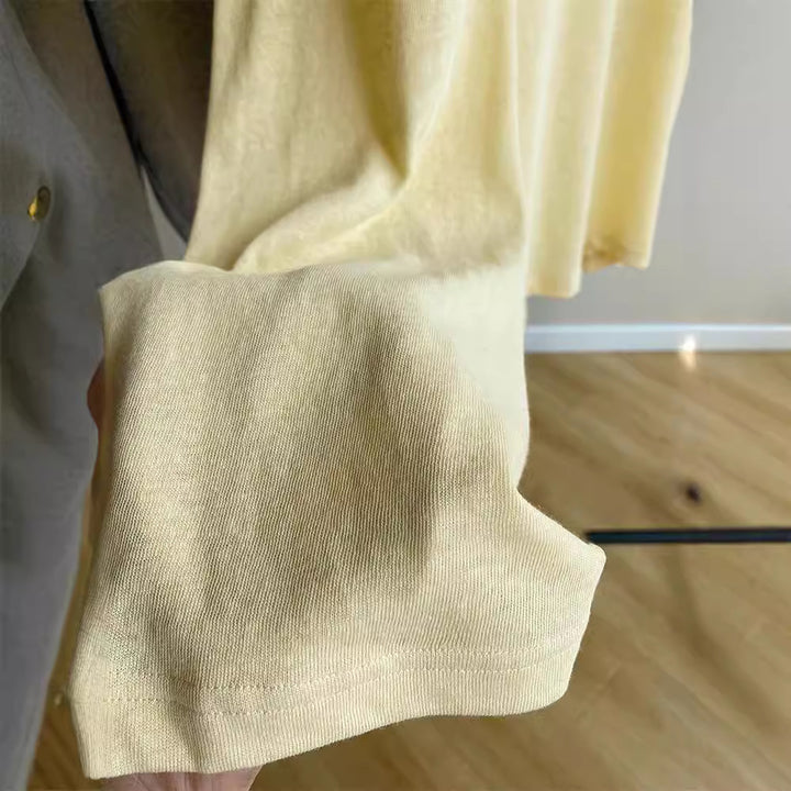 Women's Casual Long Sleeve Shirt with V-Neck Mune Fashion
