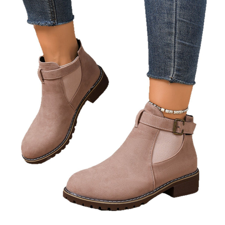 Women's ankle boot with suede look, elastic insert and buckle strap Mune Fashion