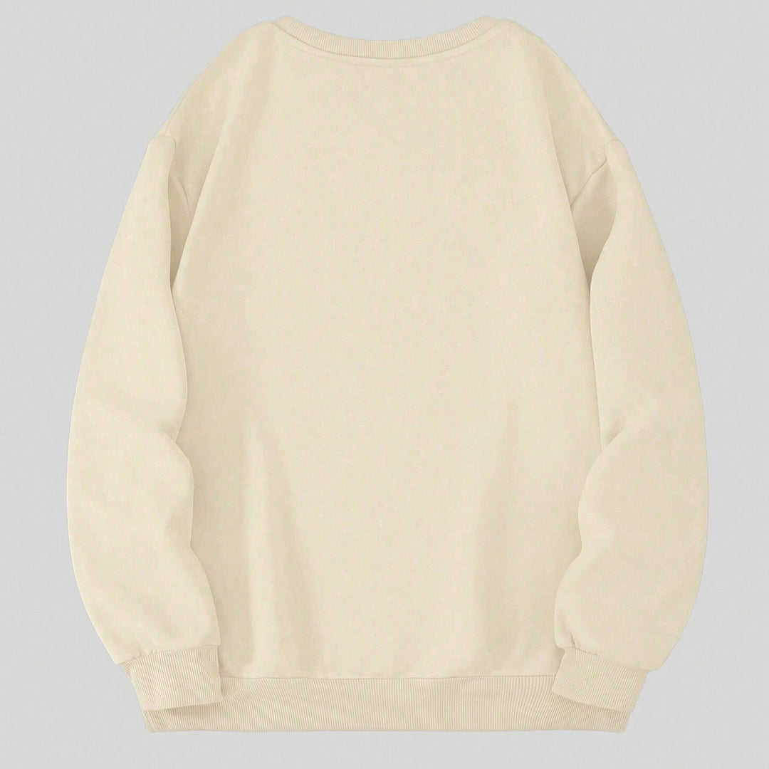Women's Oversized Sweatshirt with Halloween Pumpkin Print and Round Neck