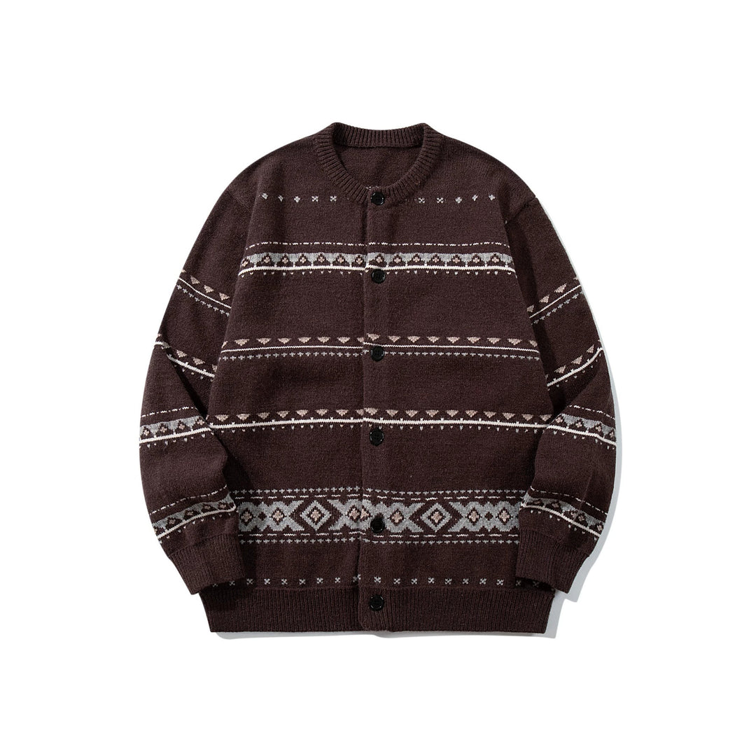 Unisex Structured Jacquard Cardigan with Round Neckline, Oversized Fit and Button Placket Mune Fashion