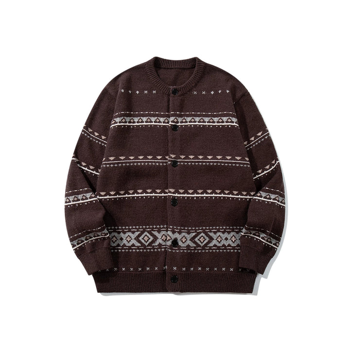 Unisex Structured Jacquard Cardigan with Round Neckline, Oversized Fit and Button Placket Mune Fashion