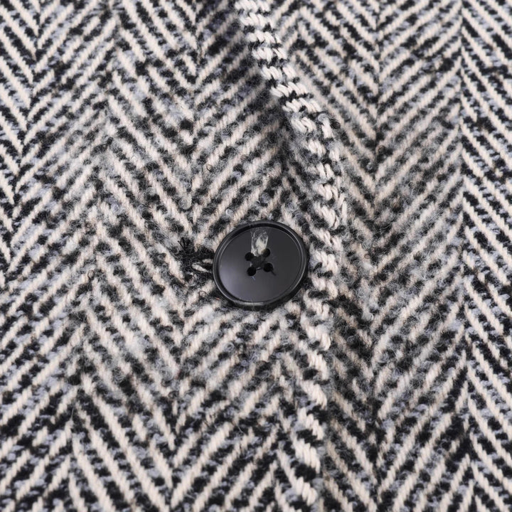 Women Oversized Coat with Herringbone Pattern and Deep Lapel Collar Mune Fashion