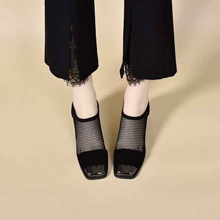 Women's Elegant Mesh Pumps with Block Heel Mune Fashion