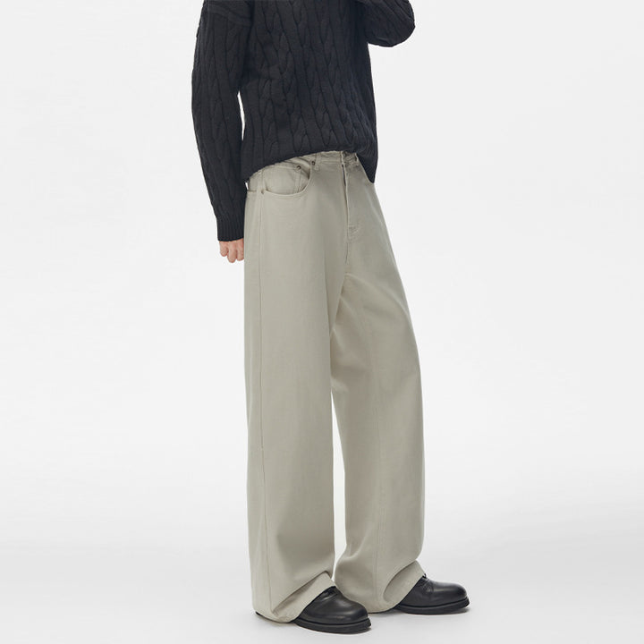 Men's Loose-Fitting Cotton Twill Baggy Pants with Drop Crotch and Clean Five-Pocket Cut Mune Fashion