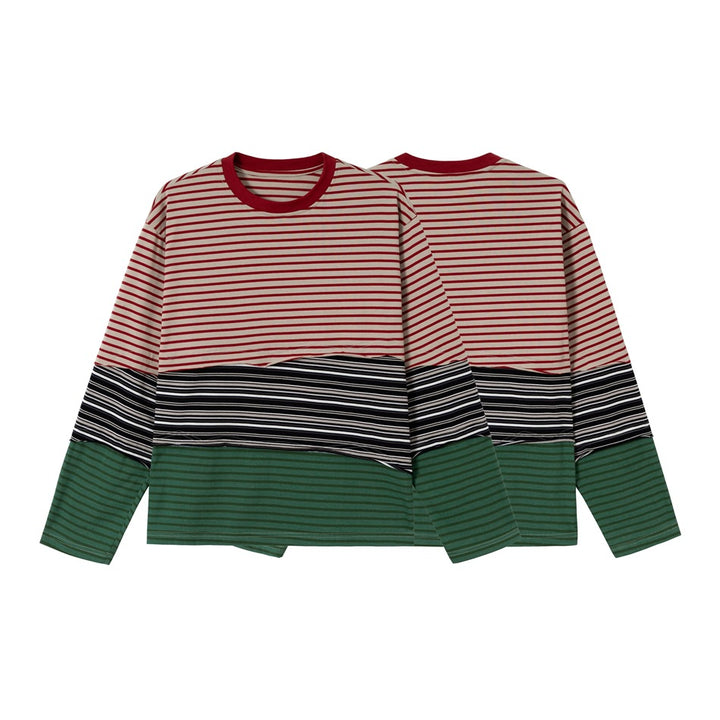 Unisex Casual Oversized Long Sleeve Shirt with Block Stripes made of Cotton Blend Mune Fashion