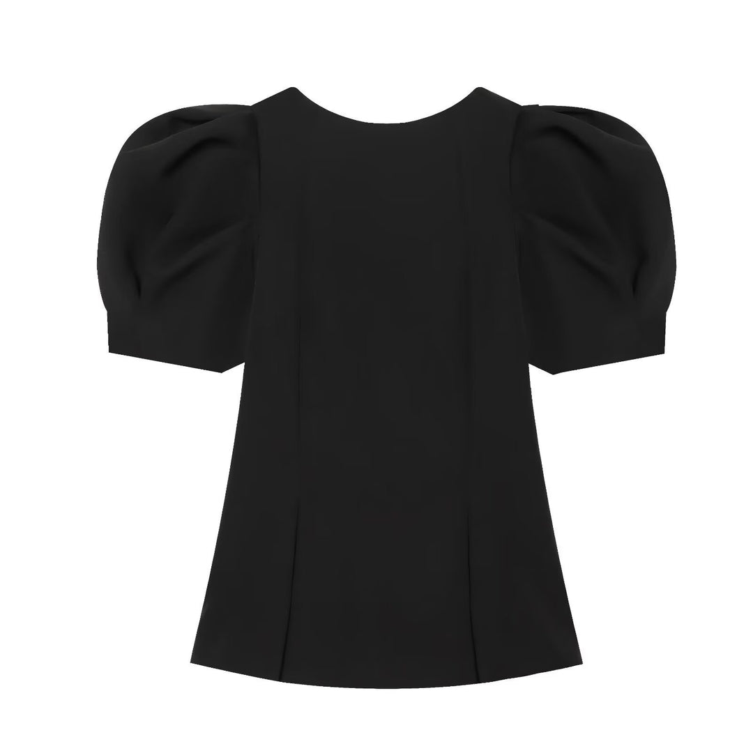 Women Elegant A-Line Blouse with shaping seams and puff sleeves Mune Fashion