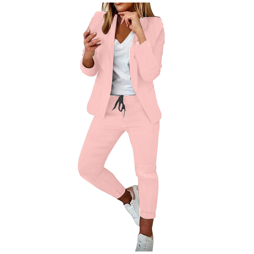 Women's casual suit set with jogger pants, drawstring, and tailored blazer Mune Fashion