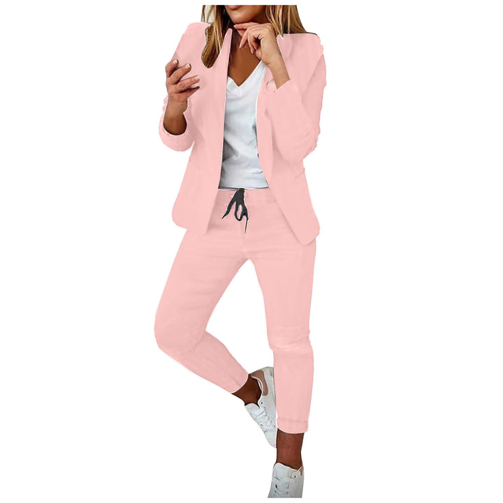 Women's casual suit set with jogger pants, drawstring, and tailored blazer Mune Fashion
