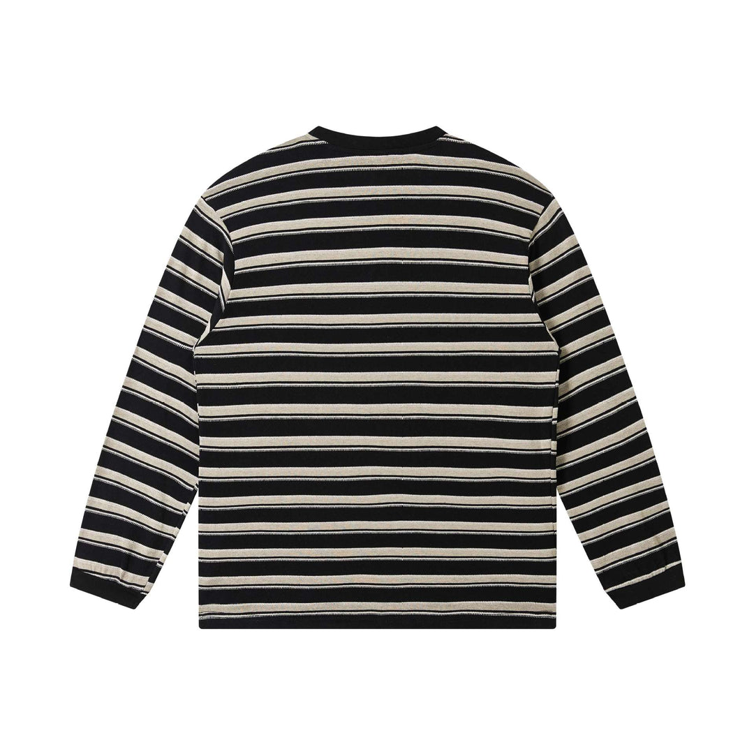 Unisex finely knitted long sleeve shirt with striped structure and ribbed round neck Mune Fashion