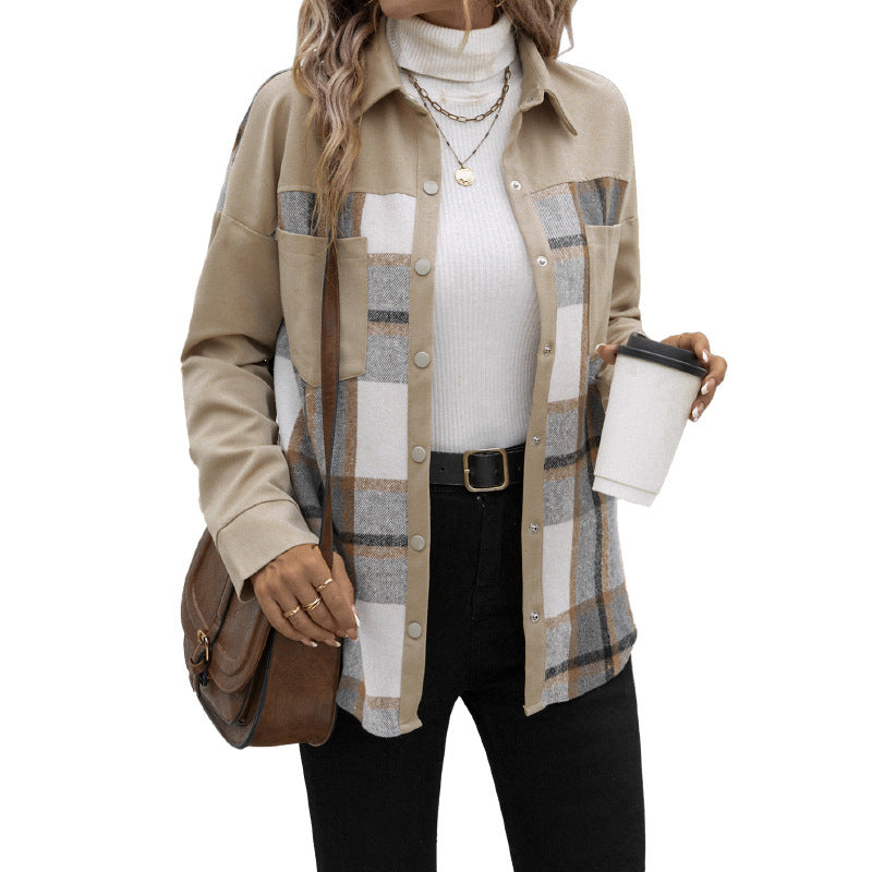 Women Fashionable Checked Shirt Blouse Mune Fashion