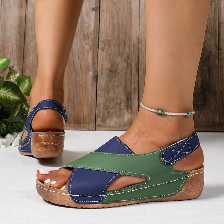 Women Cross-Strap Comfort Sandals with Velcro Closure Mune Fashion