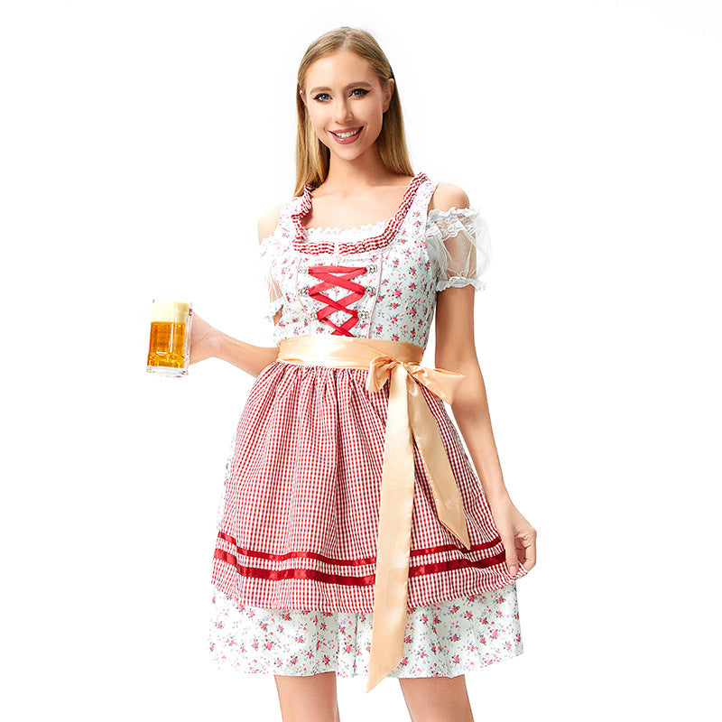 Ladies' blouse dress in traditional style with decorative corset ribbon and gathered apron Mune Fashion