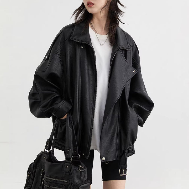 Women's Stylish Leather Jacket Mune Fashion